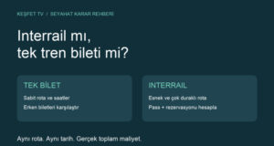 Interrail mı Tek Tren Bileti mi? Avrupa’da Hangisi Daha Mantıklı? Interrail ve tek tren bileti karşılaştırması: sabit rota için erken bilet, esnek çok duraklı rota için Pass ve rezervasyon toplamı.