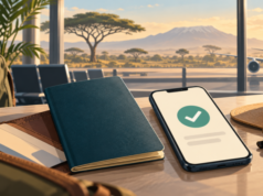 Tanzanya’ya Girişte Sağlık Formu Zorunlu: QR Kodu Kuralı ve Zanzibar Ayrımı Tanzanya seyahati öncesi pasaport ve sağlık beyanı hazırlığını anlatan yapay zekâ üretimi temsili illüstrasyon