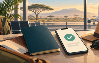 Tanzanya’ya Girişte Sağlık Formu Zorunlu: QR Kodu Kuralı ve Zanzibar Ayrımı Tanzanya seyahati öncesi pasaport ve sağlık beyanı hazırlığını anlatan yapay zekâ üretimi temsili illüstrasyon